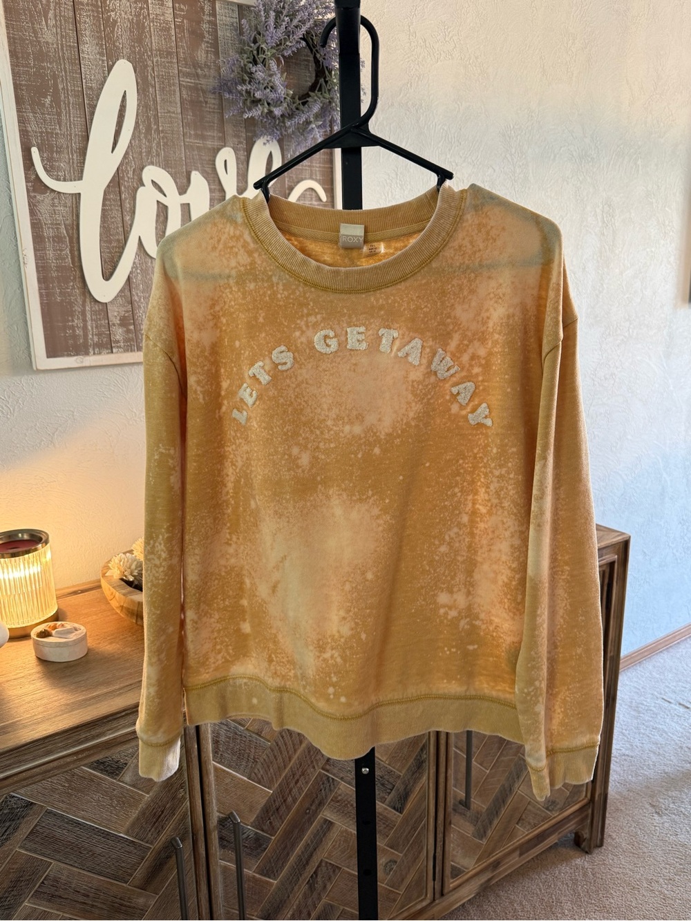 Roxy Yellow Tie-Dye Crewneck Sweatshirt